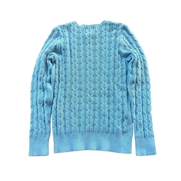 St. John’s Bay Baby Blue Cable Knit Cotton Sweater Small Petite - Picture 7 of 10